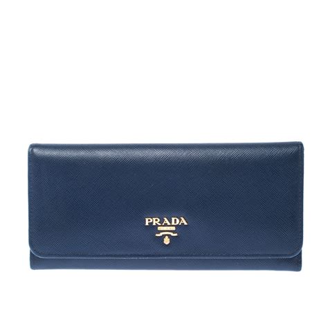 prada grained leather long wallet blue|prada leather wallets for women.